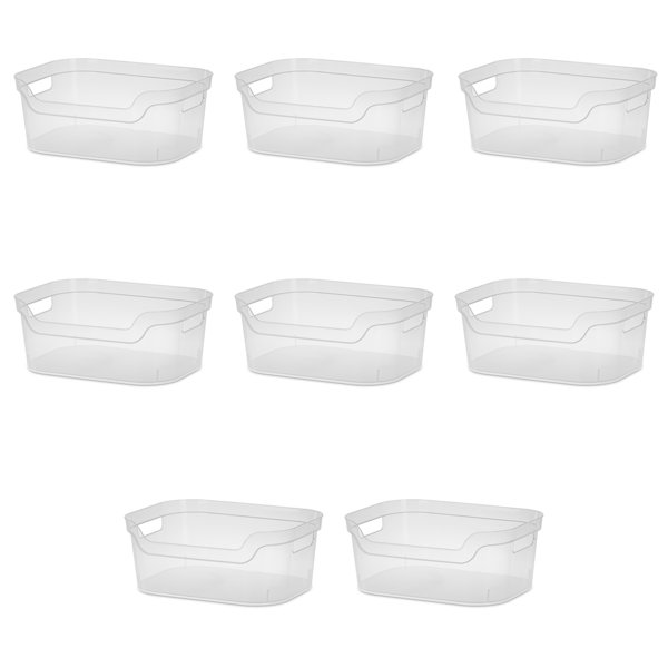 Lot De 6 Paniers De Rangement Sterilite Ultra - Blanc Avec Poignées, Plastique Résistant